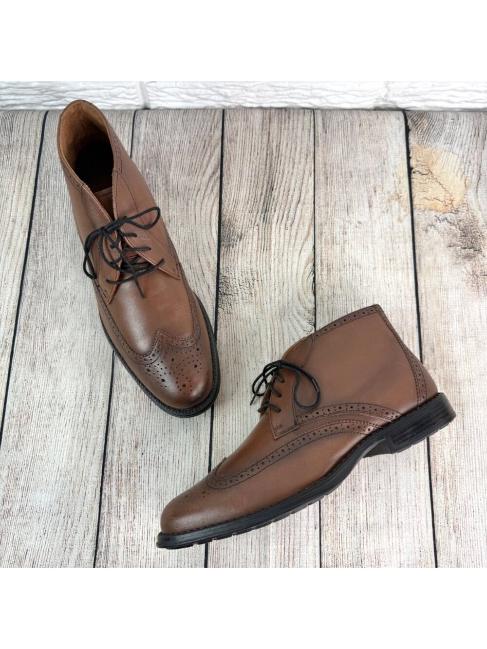 Nunn Bush Mens Brown Leather Wingtip Chukka Boots Classic Brogue Size 10.5W